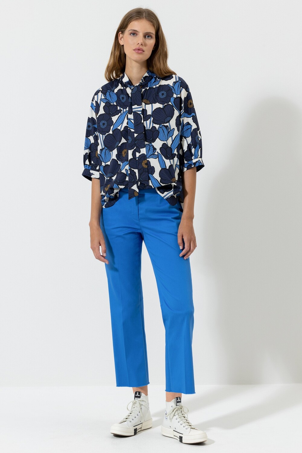 

Блузка-кимоно с принтом Poppy LUISA CERANO, цвет the blue poppy print