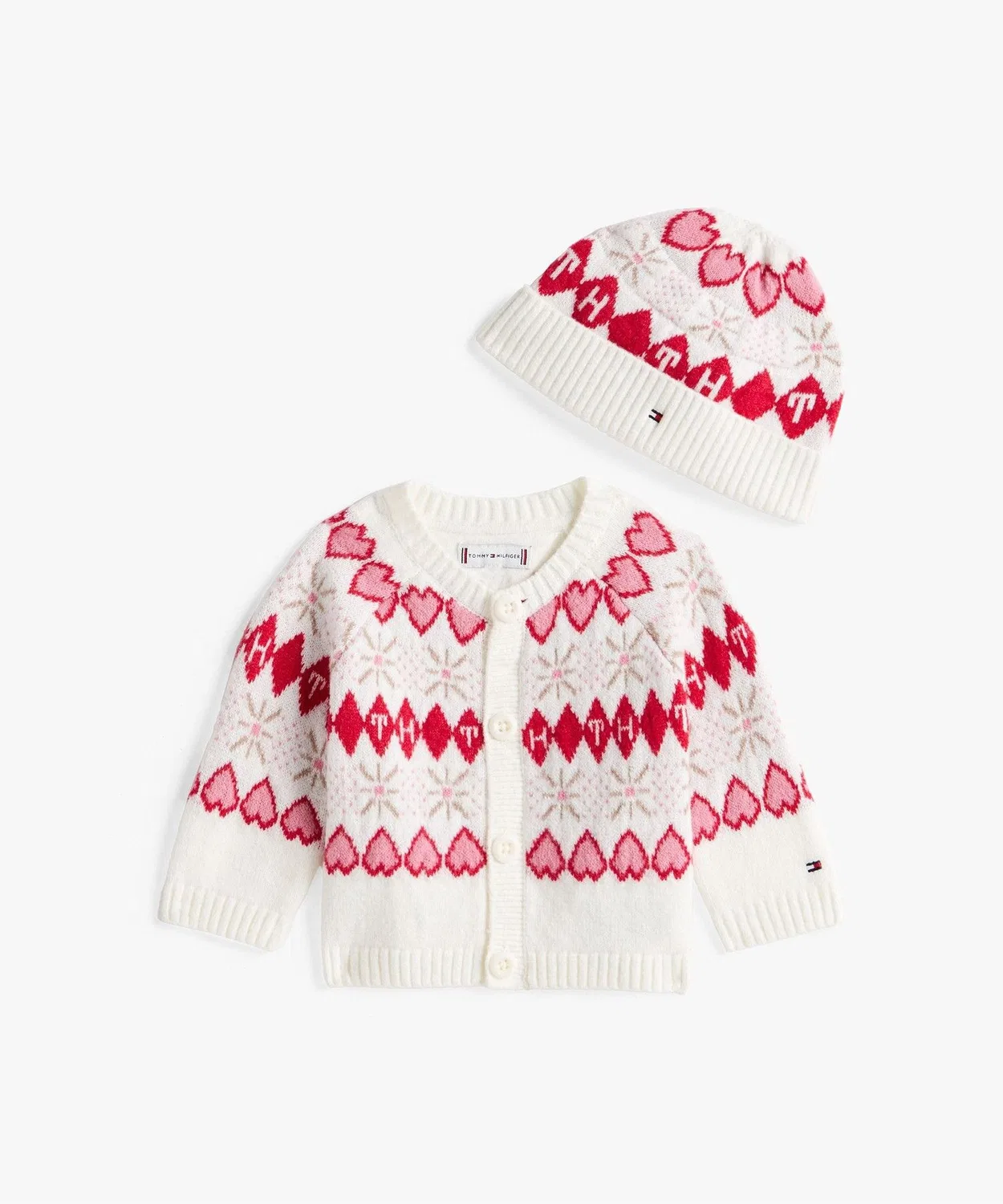 Подарочный набор Tommy Hilfiger для новорожденных, вязаный, с шапкой и кардиганом, белый