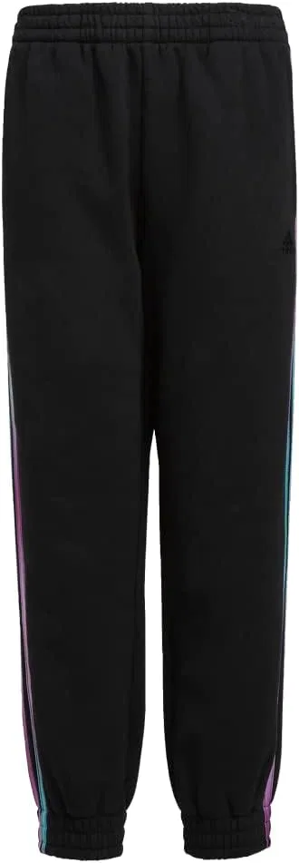 Детские хлопковые флисовые спортивные брюки Adidas, Black With Purple