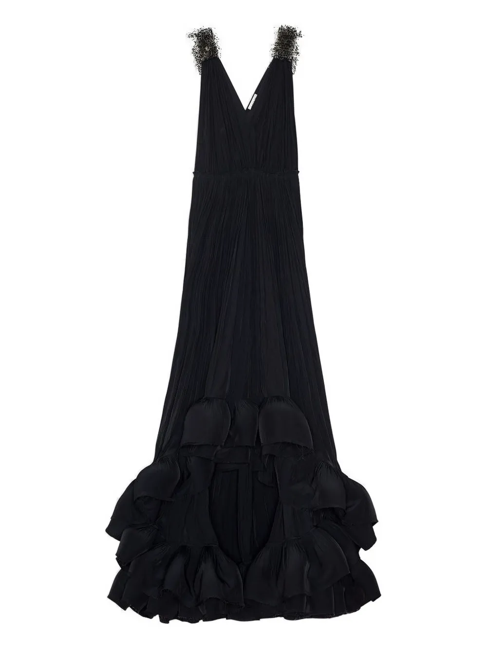 

Платье с украшениями и плиссировкой Lanvin, черный