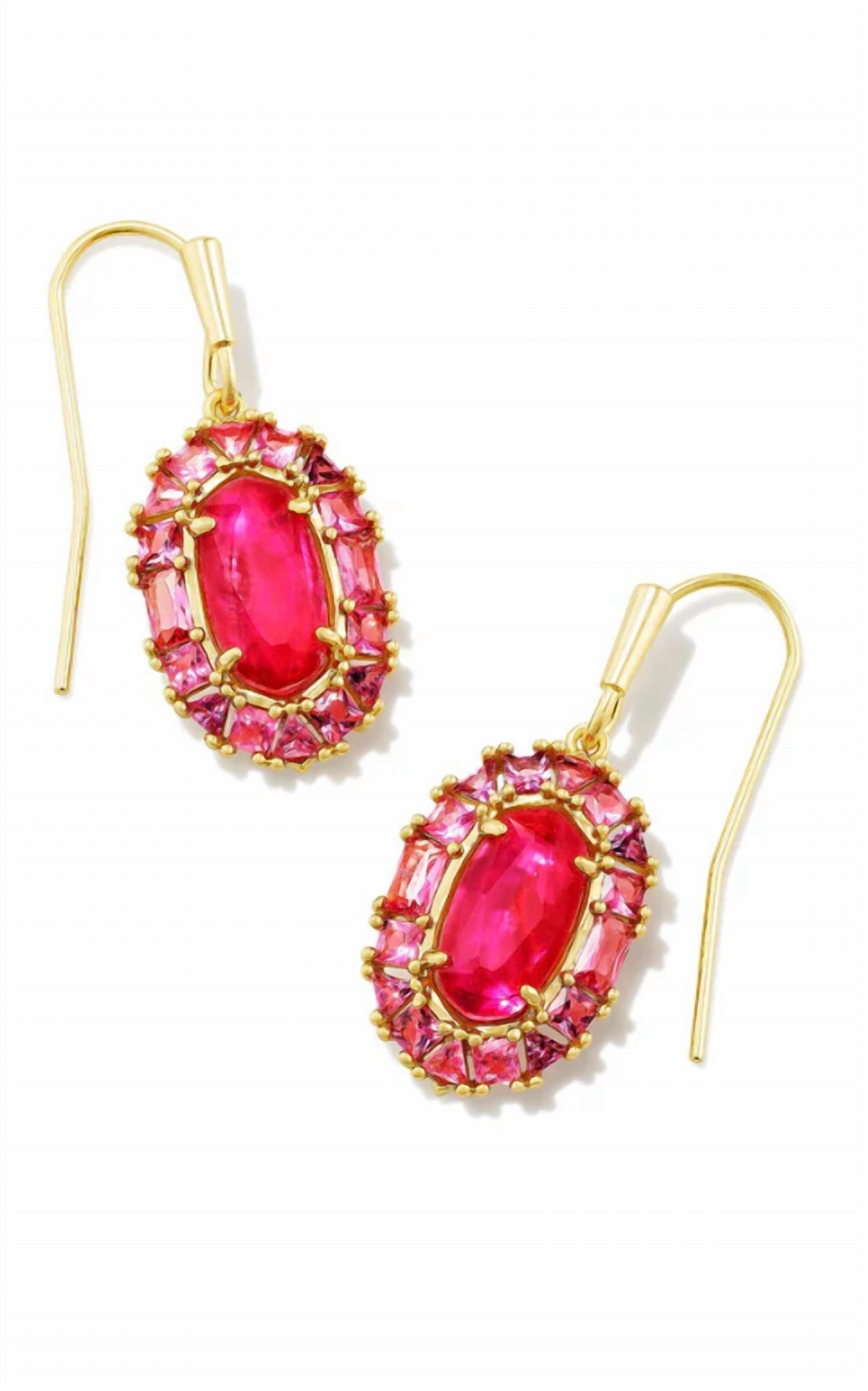 

Серьги-подвески Lee Crystal Frame в цвете «Малиновая иллюзия» Kendra Scott, Raspberry Illusion