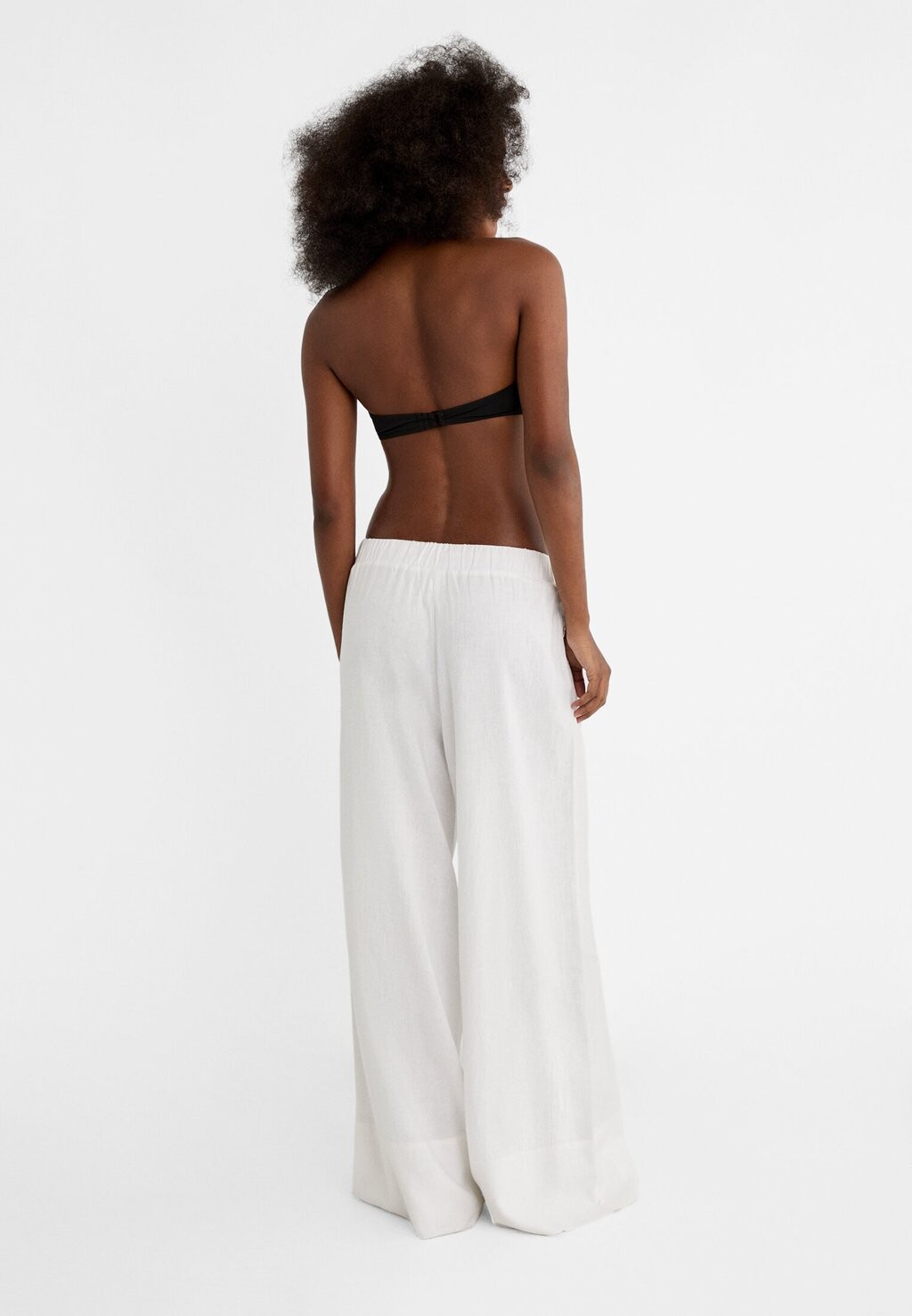 

Брюки Wide-Leg With Elastic Waistband Stradivarius, белые