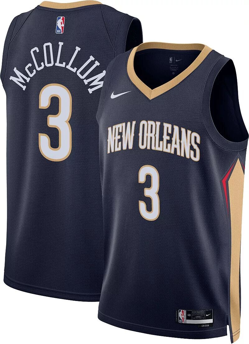 

Мужская темно-синяя майка Nike New Orleans Pelicans CJ McCollum #3 Dri-FIT Swingman