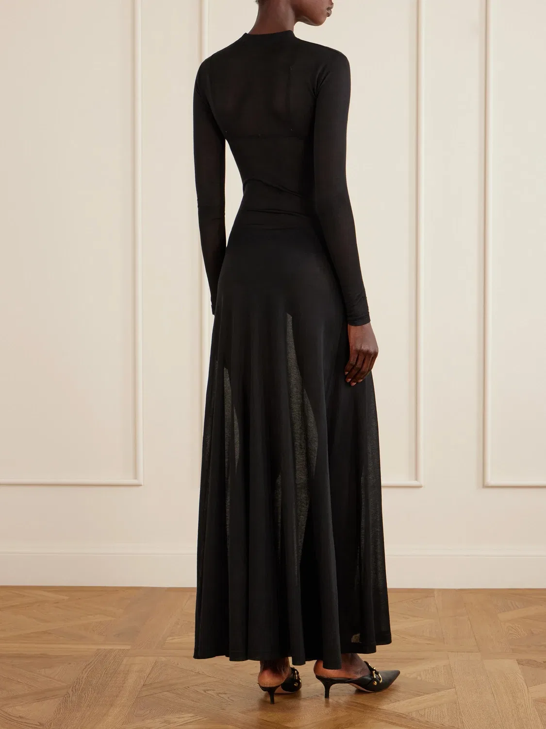 Макси-платье из хлопкового микса Balenciaga, черный — фото 3