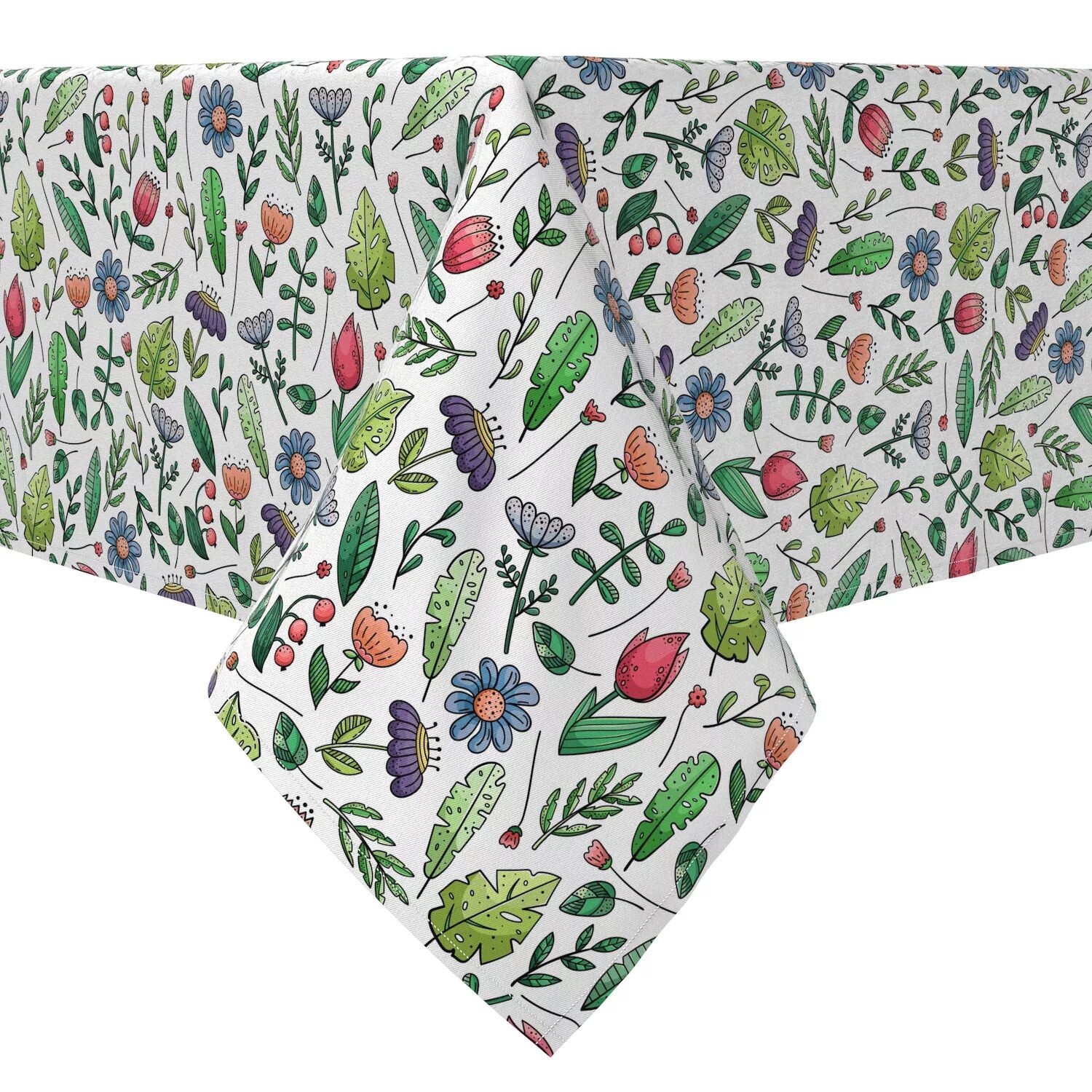 

Квадратная скатерть, 100% хлопок, 60x60 дюймов, Leaves and Flowers Garden.