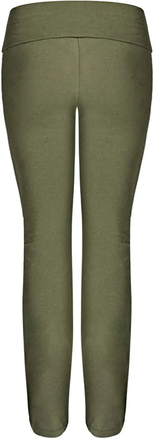 Леггинсы с высокой талией, контроль живота, клеш, Army Green — фото 3