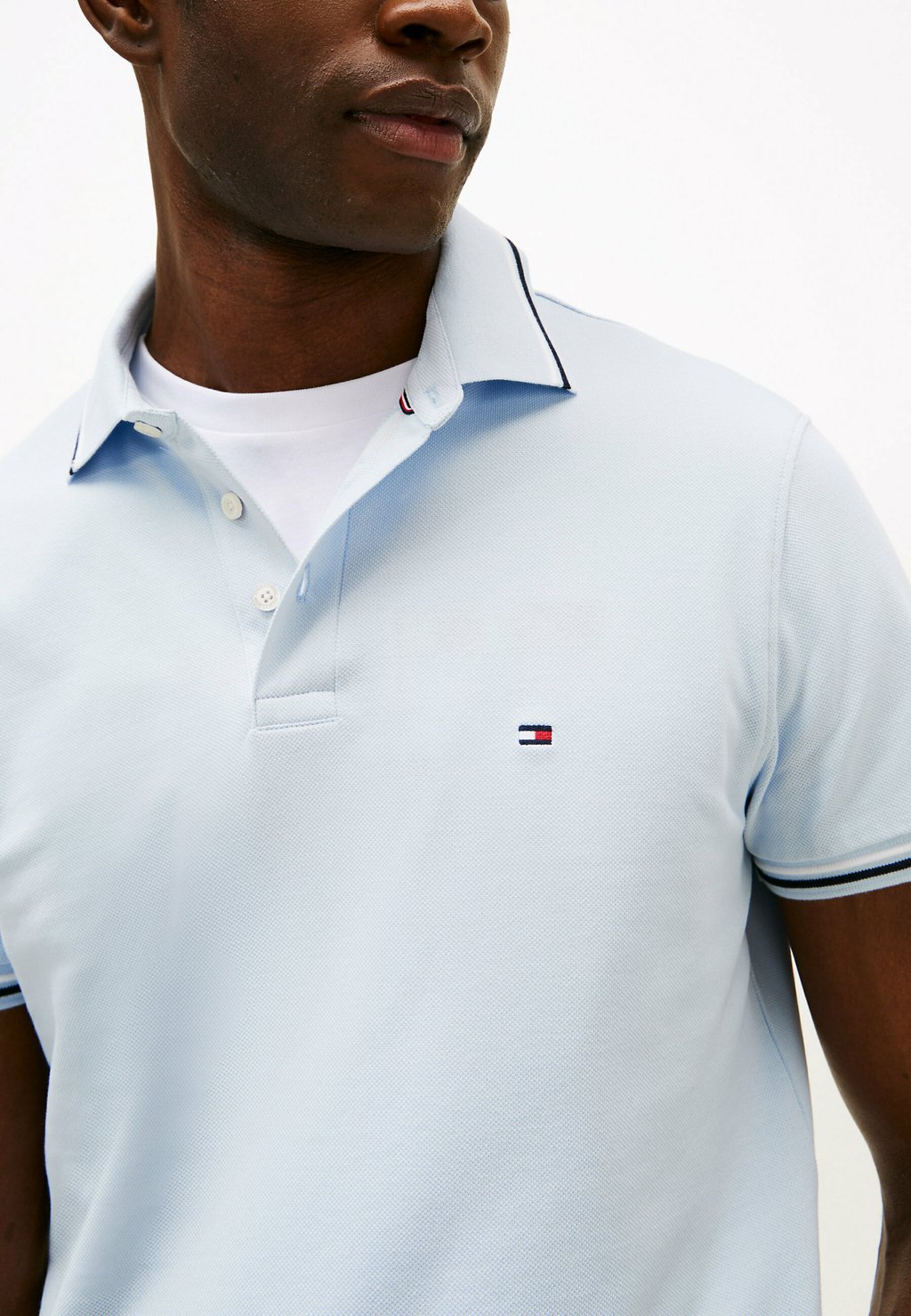 Поло TIPPED SLIM FIT SEASONAL Tommy Hilfiger, светло-голубой — фото 4