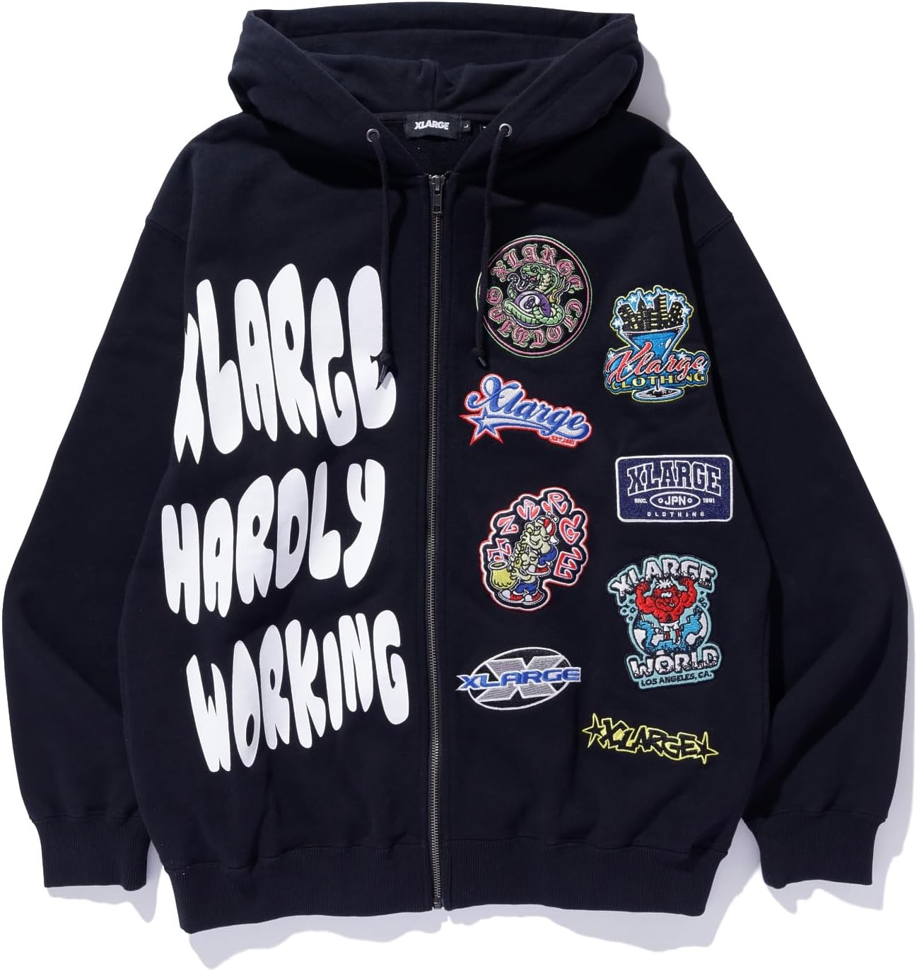 

Мужская толстовка с капюшоном на молнии с несколькими логотипами, размер XL Xlarge, черный