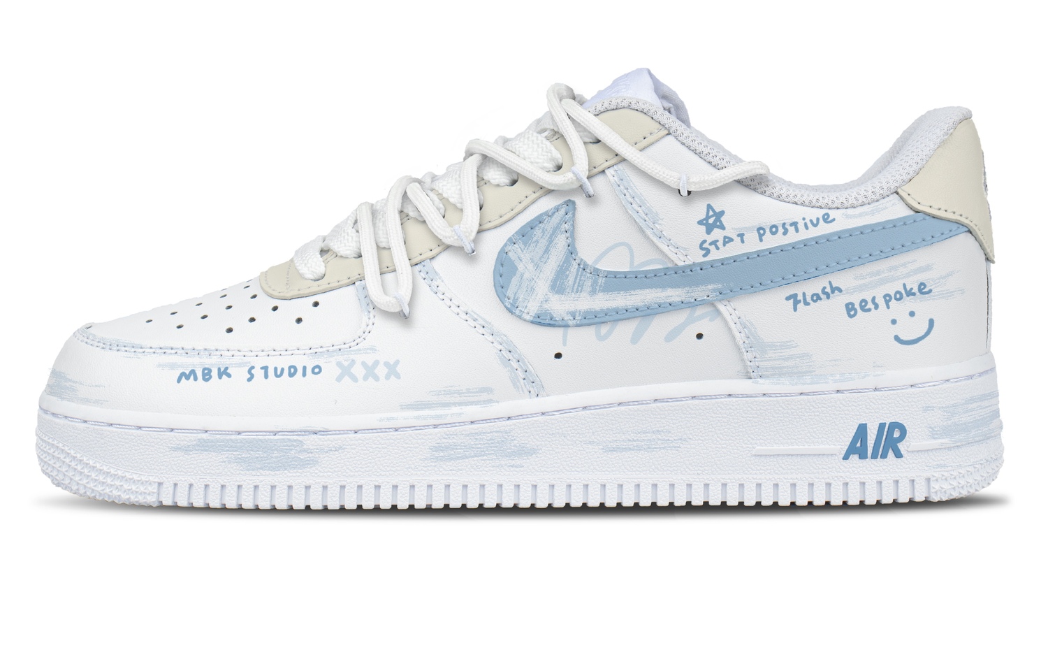 Air Force 1 Orchid Delight, в коробке, устойчивые к истиранию, низкие, скейтборд обувь, мужские, белый Nike, синий белый — фото 3