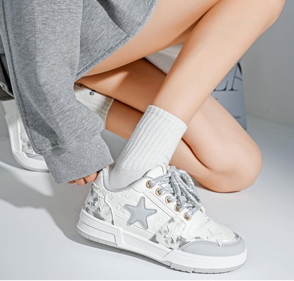 Обувь Star Shoes, милые кроссовки в стиле Y2k, массивные повседневные прогулочные туфли, унисекс, для пар, для девушек, противоскользящие, удобные, для путешествий, отдыха на природе, спорта, школы. Размеры 5.5-9.5 Generic, белый — фото 4