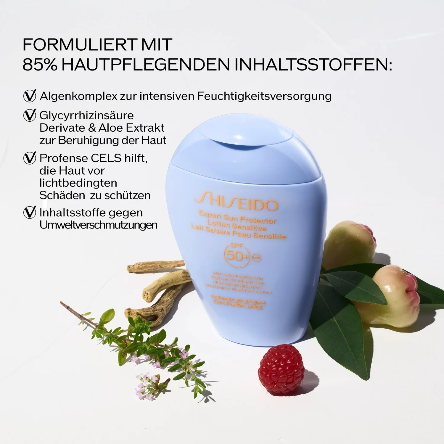 Солнцезащитный лосьон Sunscreen Expert для чувствительной кожи, SPF 50+ Shiseido, 150 мл — фото 2