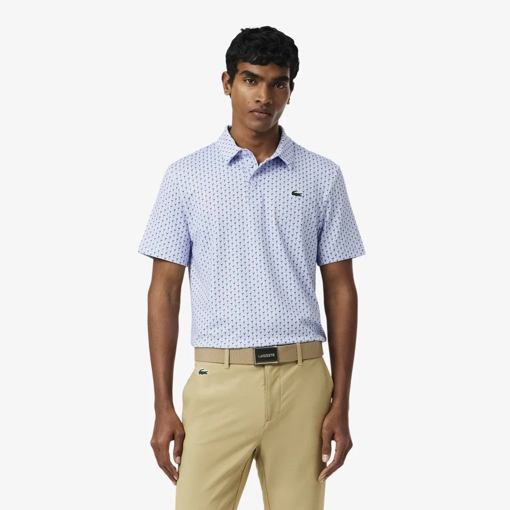 Футболка-поло Lacoste Мужская AOP с коротким рукавом, для гольфа, синий