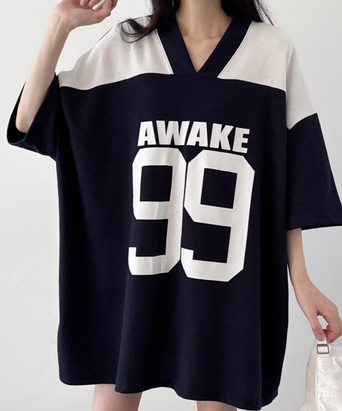 

Футболка с коротким рукавом, с буквенным принтом NANAHACHI, темно-синий