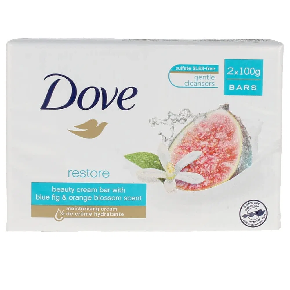 Крем-мыло «Restauradora» с ароматом голубого инжира и флердоранжа от DOVE, 2 x 100 г Dove