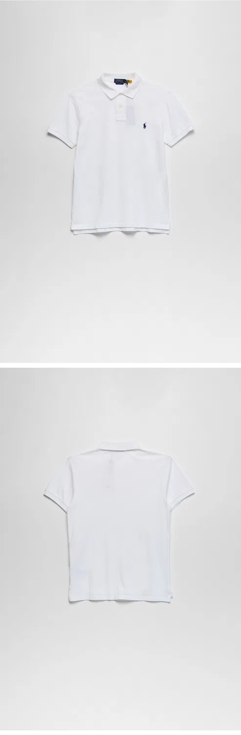 Мужская приталенная поло-рубашка Slim Fit Mesh белого цвета от Polo Ralph Lauren — фото 3