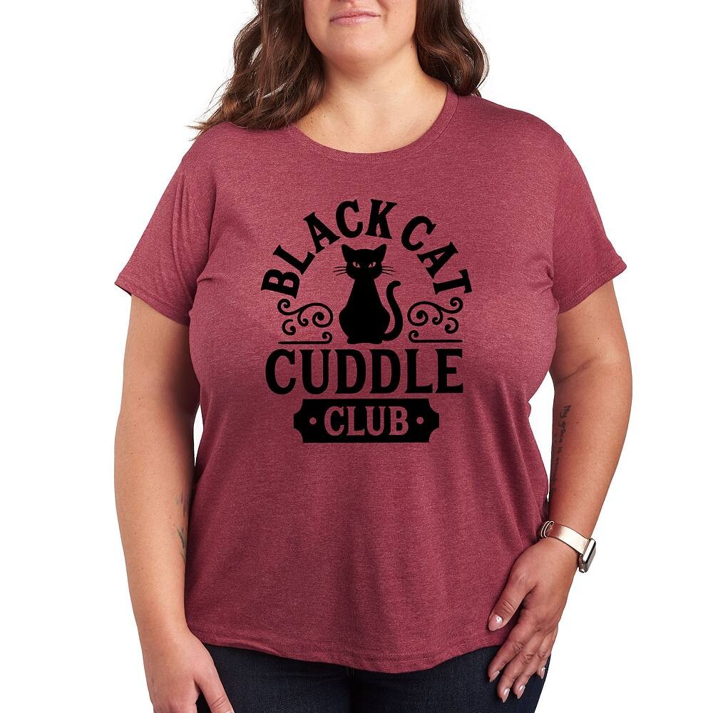 

Плюс размер Черная футболка с рисунком Cat Cuddle Club Licensed Character, цвет Heather Red