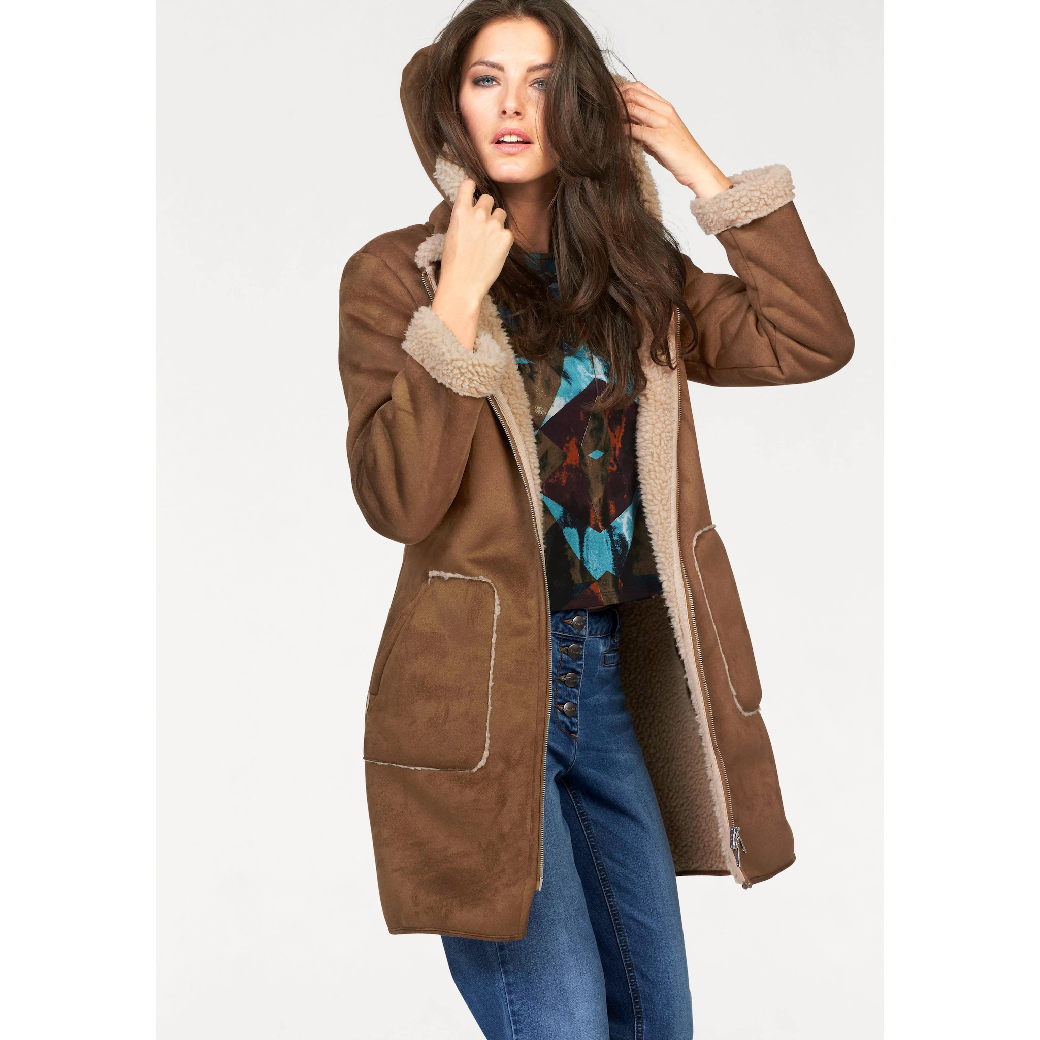 

Aniston CASUAL полупальто с капюшоном, черный