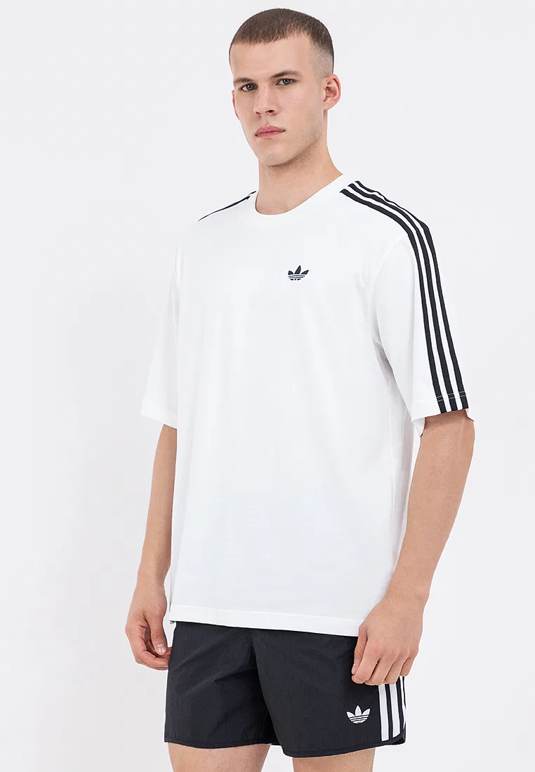 Футболка оверсайз с тремя полосками, Adicolor, Adidas, белый — фото 2