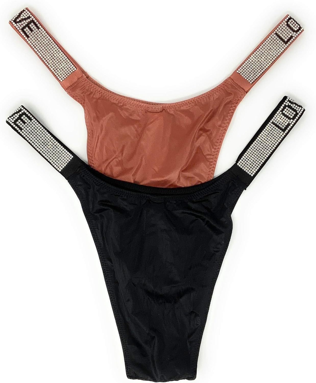 Бразильские трусики Victoria's Secret, комплект из 2 шт., Black Love/Brandied Peach Love — фото 2