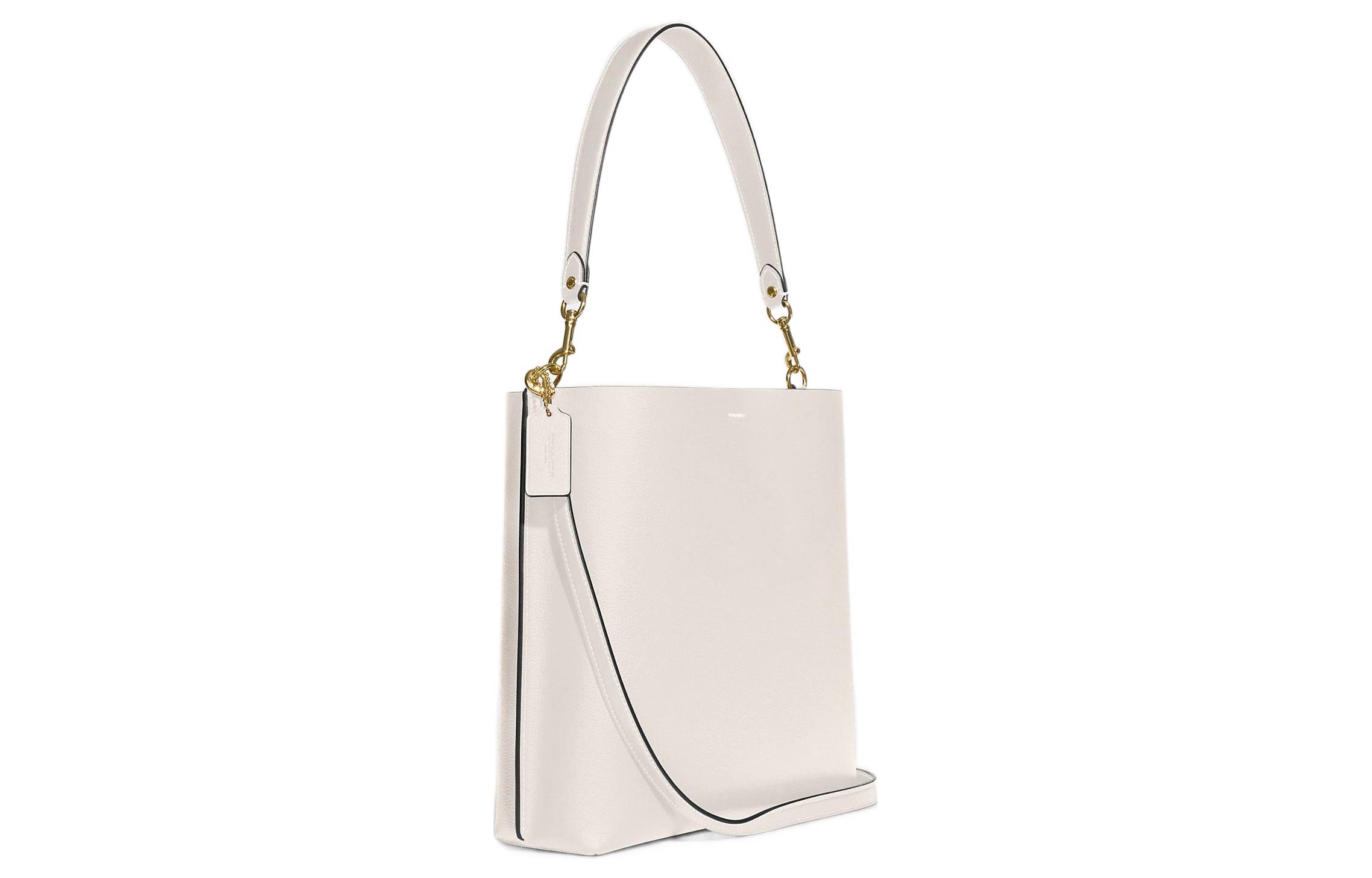 

Молли Однотонная Кожаная Сумка-Ведерко, Женская Большая Сумка Через Плечо, Кроссбоди Мел Белый COACH