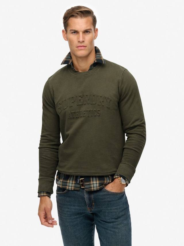 

Атлетический тисненый хлопковый свитшот Superdry, Olive Green