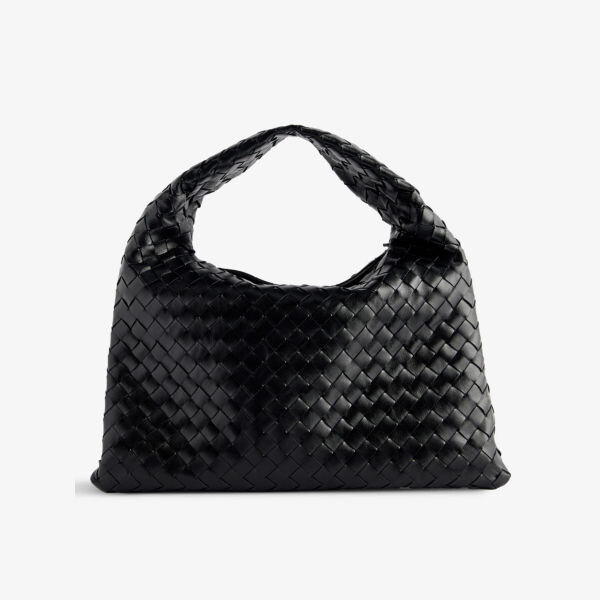 

Сумка-Хобо из кожи Intrecciato-Weave среднего размера Bottega Veneta, черный