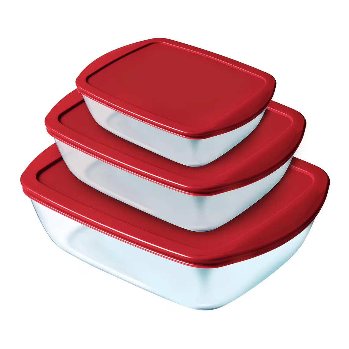 

Набор из 3 стеклянных тарелок Cook&Store Pyrex с крышками, стекло