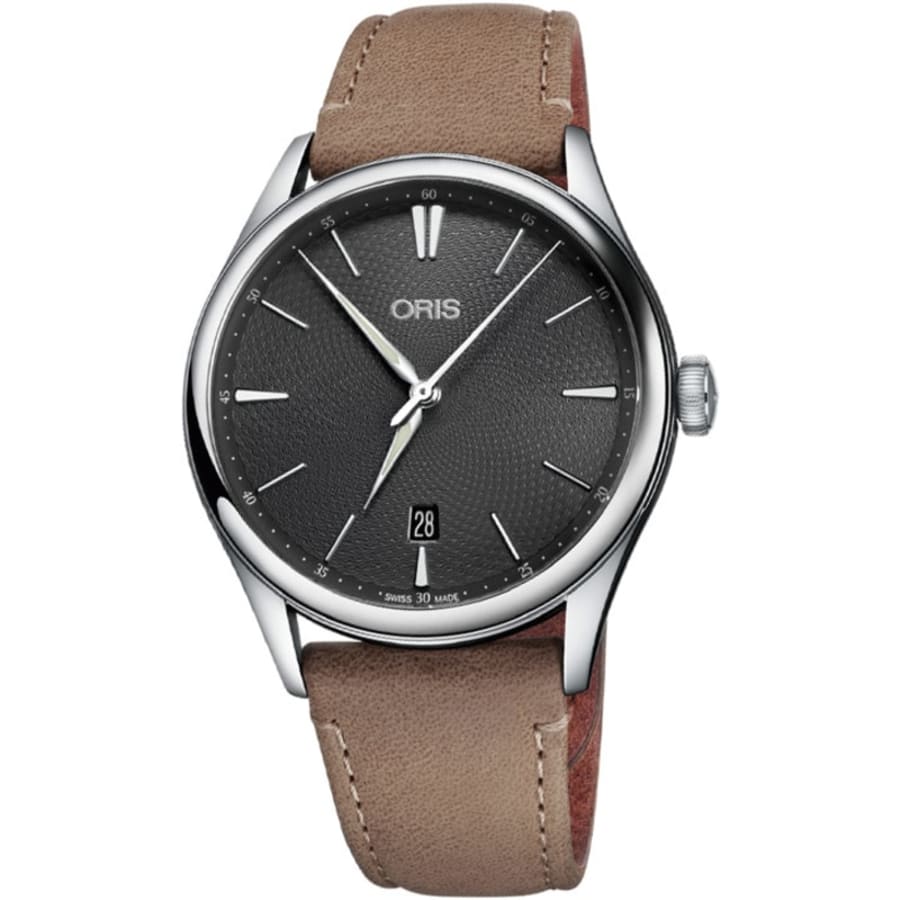

Мужские часы Oris Artelier Date с серым циферблатом и светло-коричневым кожаным ремешком 01 733 7721 4053-07 5 21 32FC