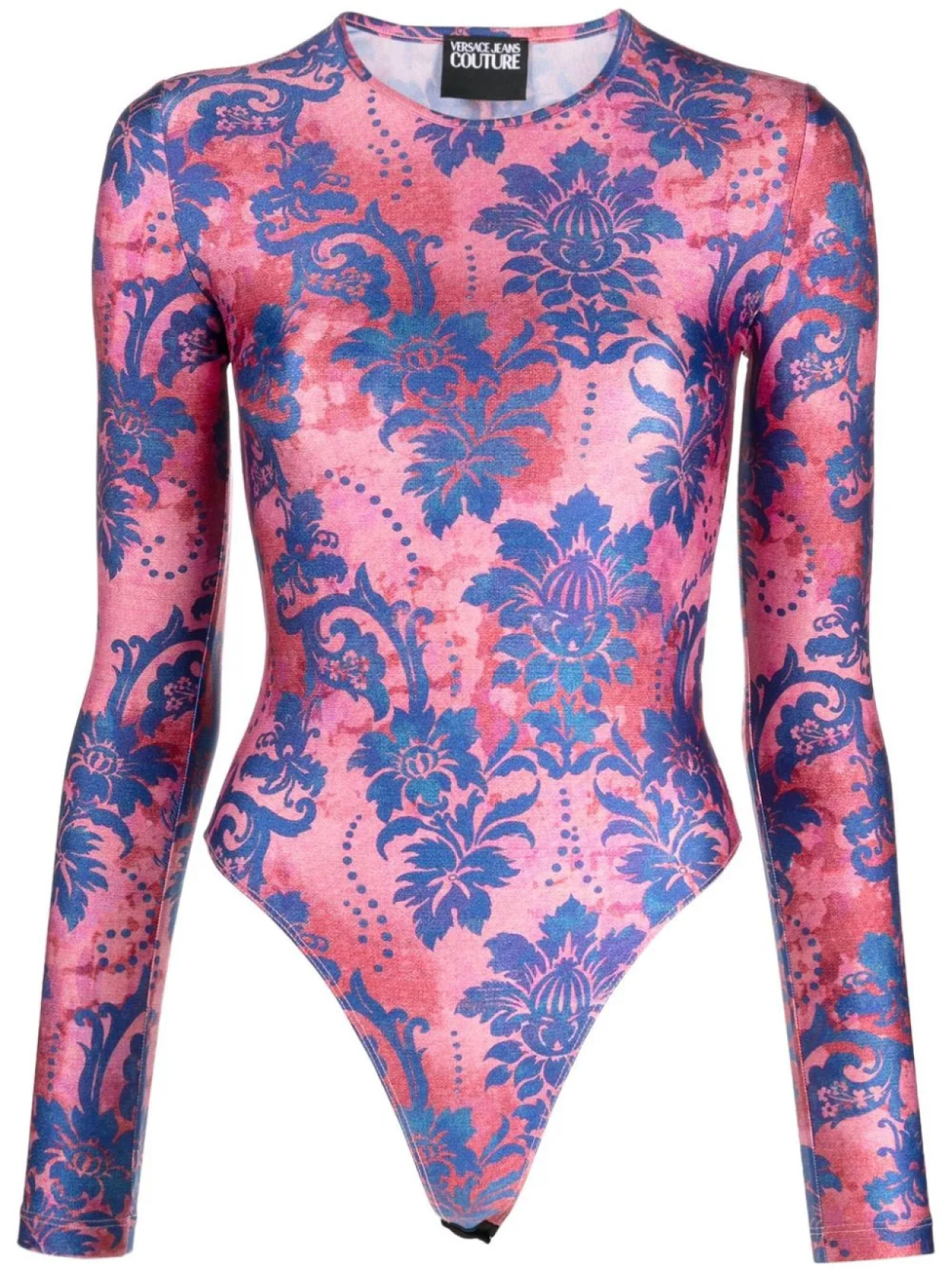 

Боди с длинными рукавами и цветочным принтом Versace Jeans Couture, розовый