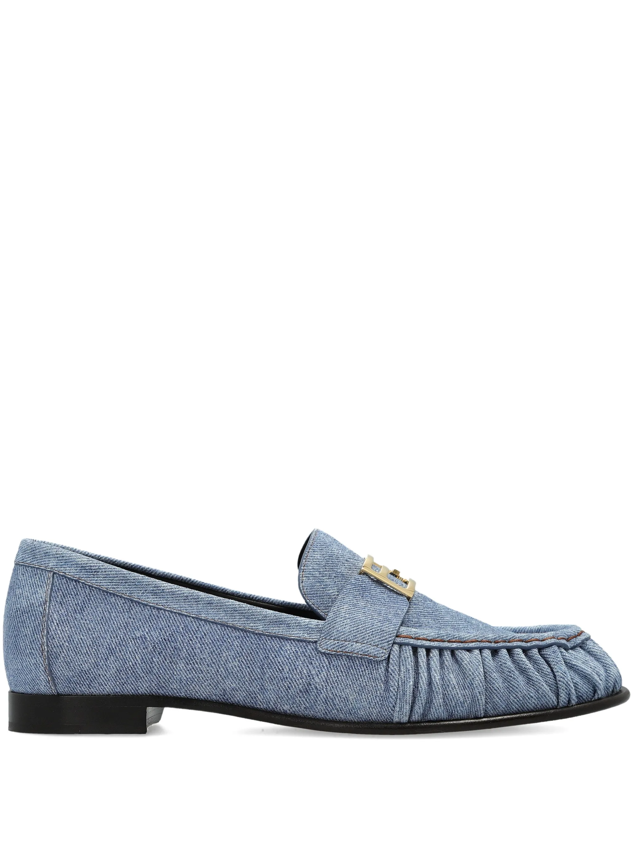 Лоферы со сборками и логотипом Fendi, синий