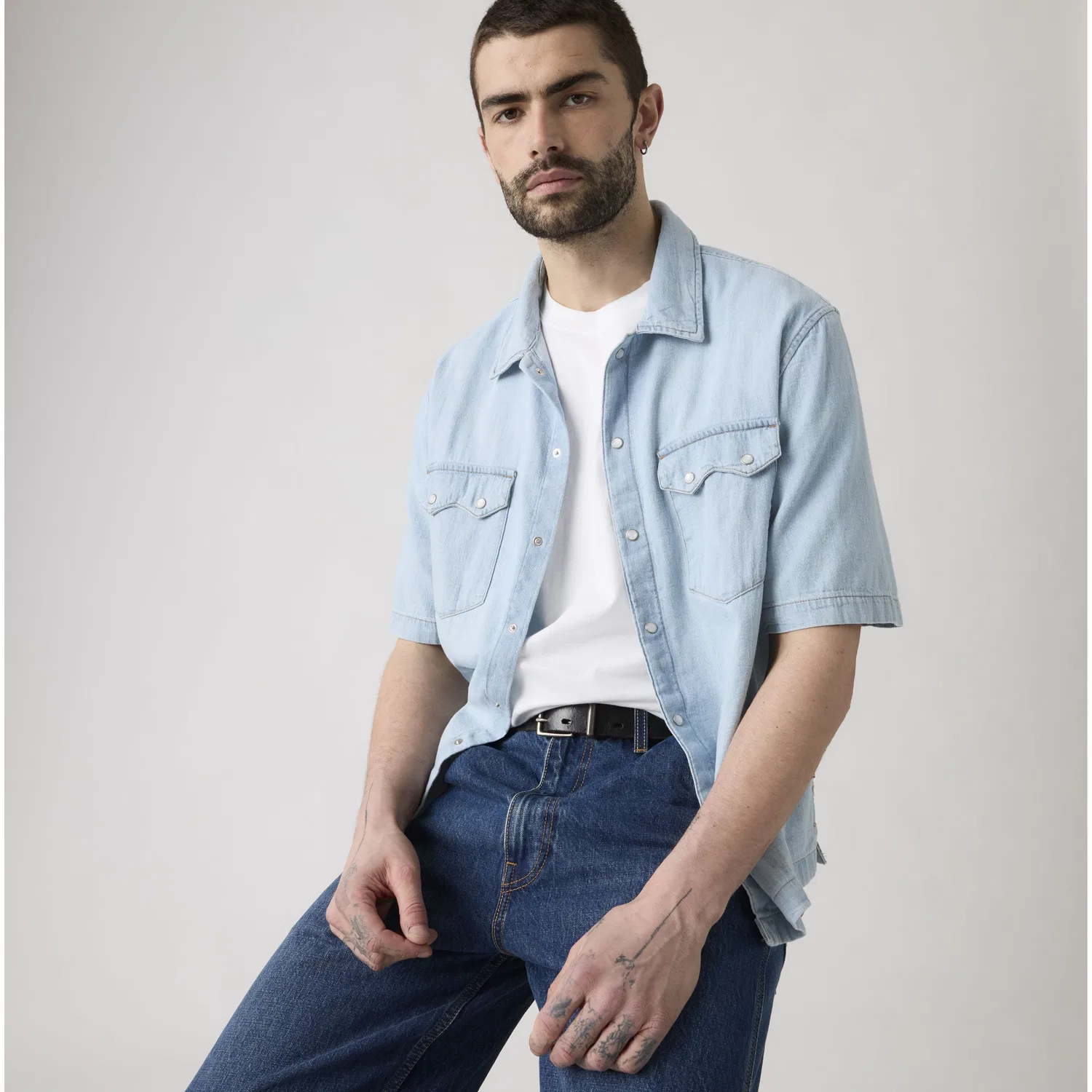 Рубашка в стиле вестерн свободного кроя с коротким рукавом Levi's, Medium Wash