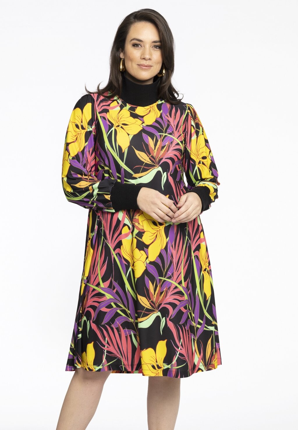 

Дневное платье LONG SLEEVE FLORAL PRINT Yoek, черный