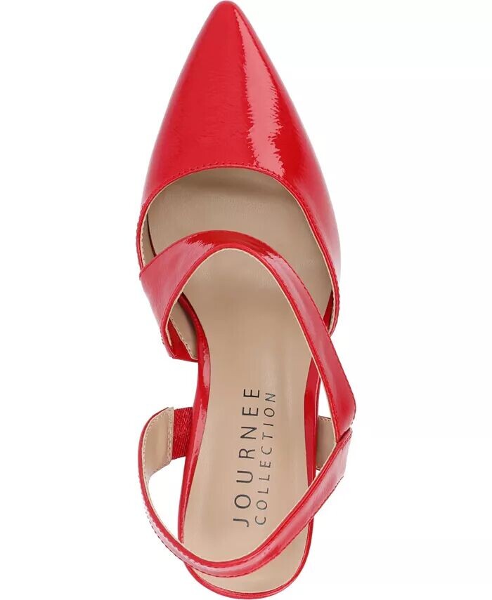 Женские асимметричные туфли-лодочки Scarlett с острым носком Journee Collection, красный — фото 4