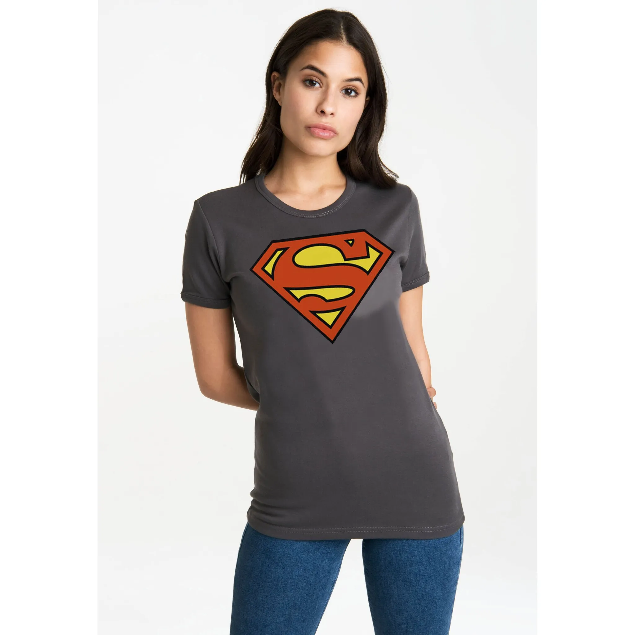 

Футболка LOGOSHIRT "Superman Logo" с модным принтом супергероя, серый