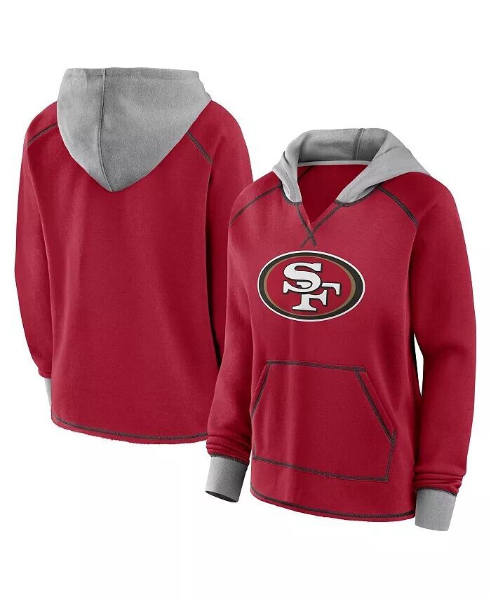 

Женская флисовая толстовка с капюшоном Scarlet San Francisco 49ers Boom с V-образным вырезом Logo Athletic
