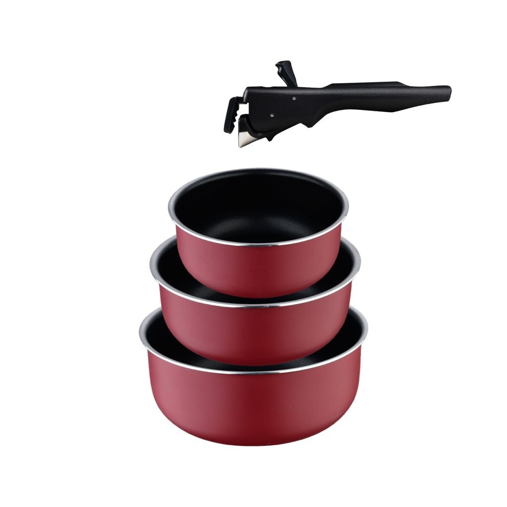 

Набор кастрюль Bergner Click&Cook Edition из 3 предметов 16, 18 и 20 см + съемная ручка | Прессованный алюминий с антипригарным покрытием | Для всех типов плит и духовок