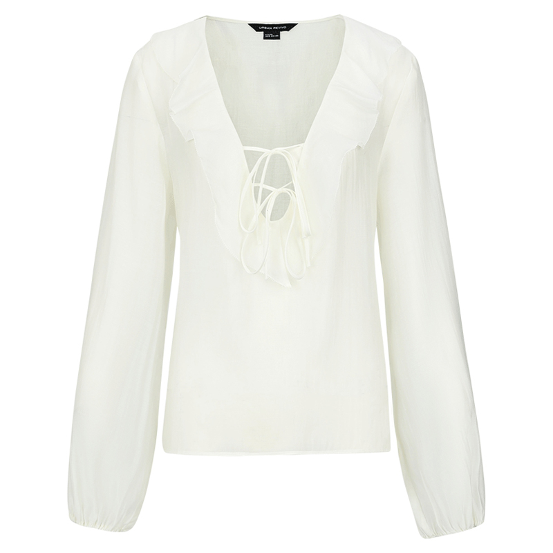 

Футболка женская V-образный вырез тонкая URppp, экрю