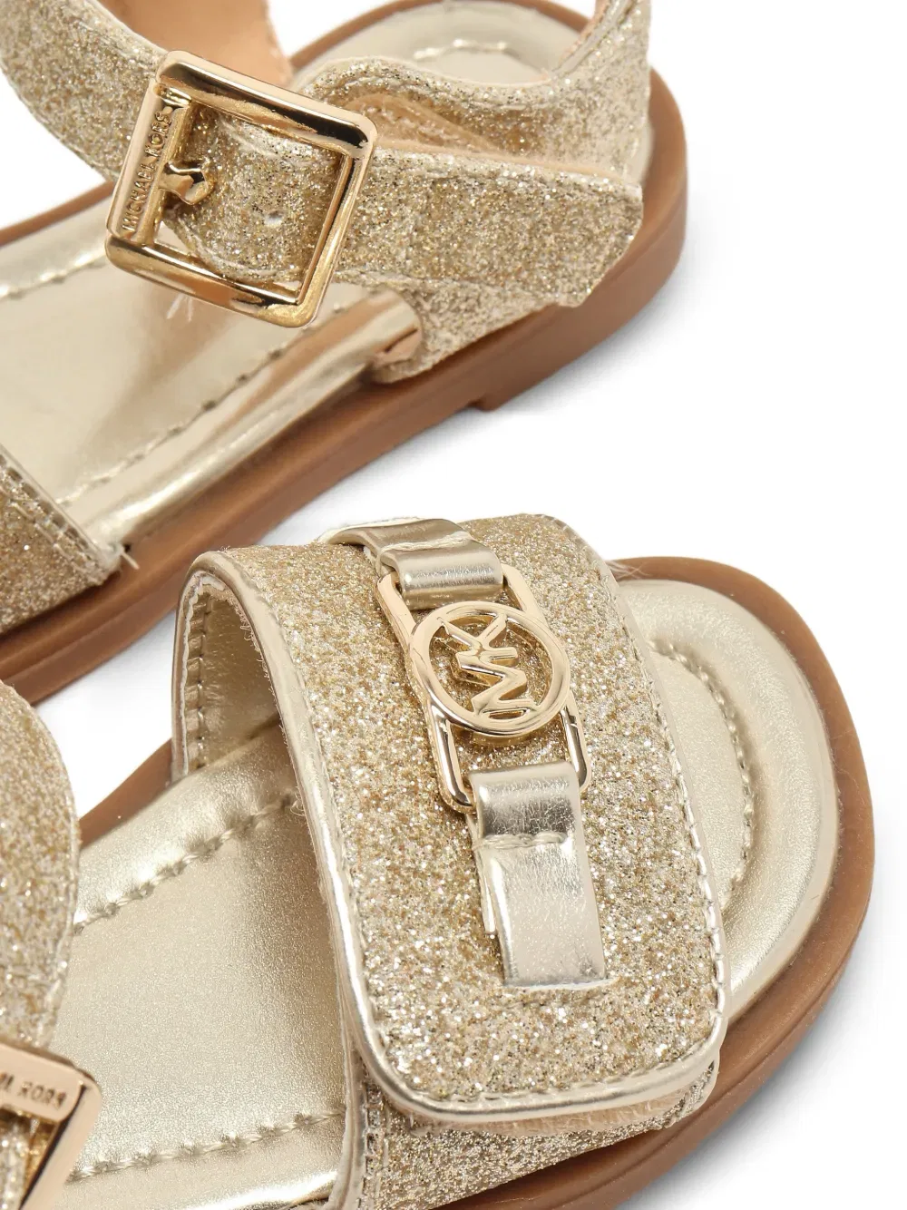 Сандалии с ремешками, блестящими на ощупь Michael Kors Kids, золотой — фото 4