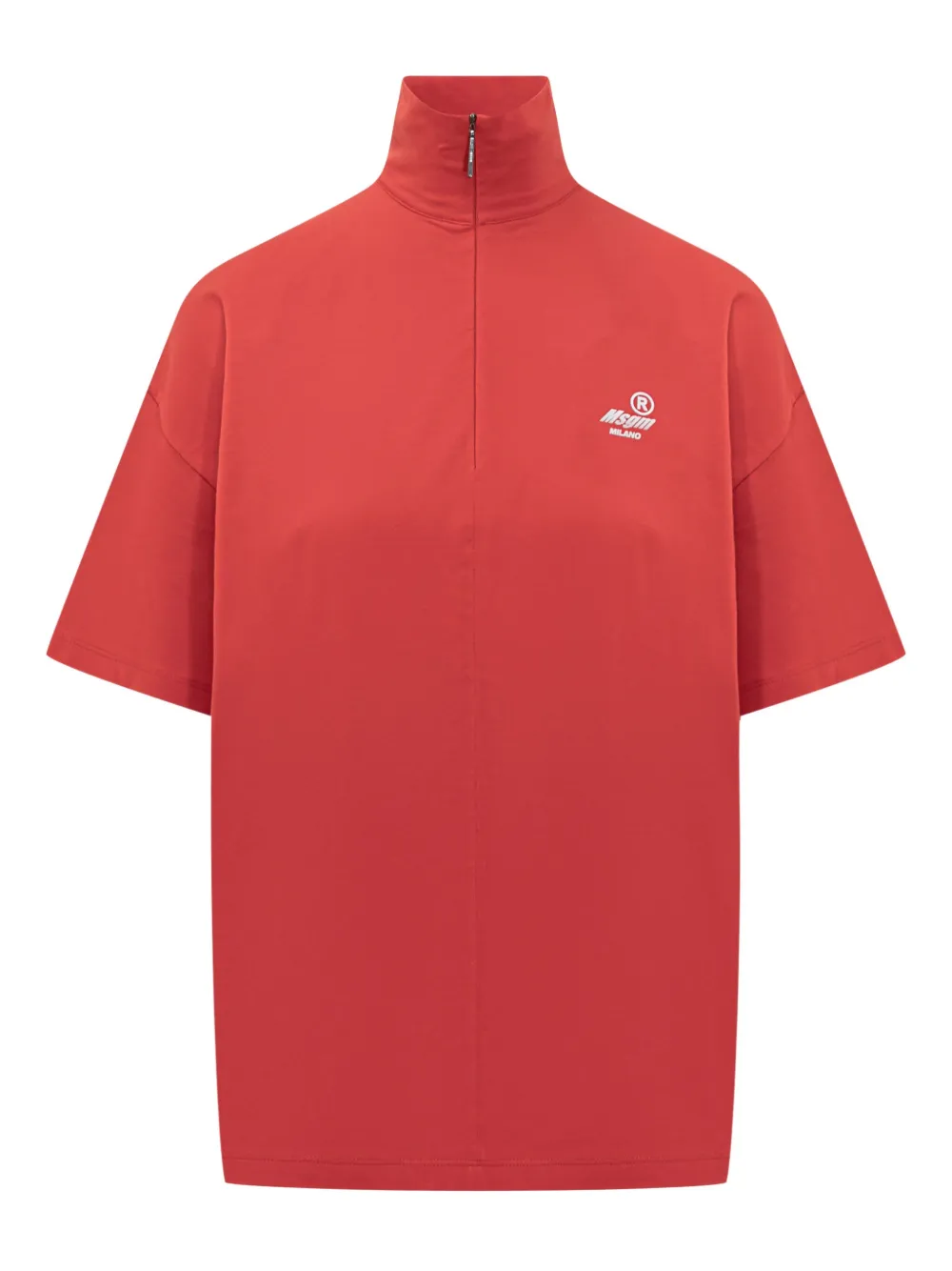 

Футболка с наполовину застёгивающейся молнией Msgm, красный