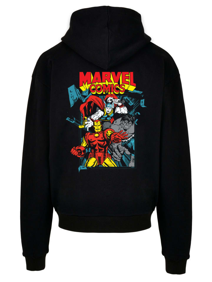 

Ультратяжелая толстовка с капюшоном Marvel Comics Железный человек Халк Капитан Америка в черном цвете F4NT4STIC