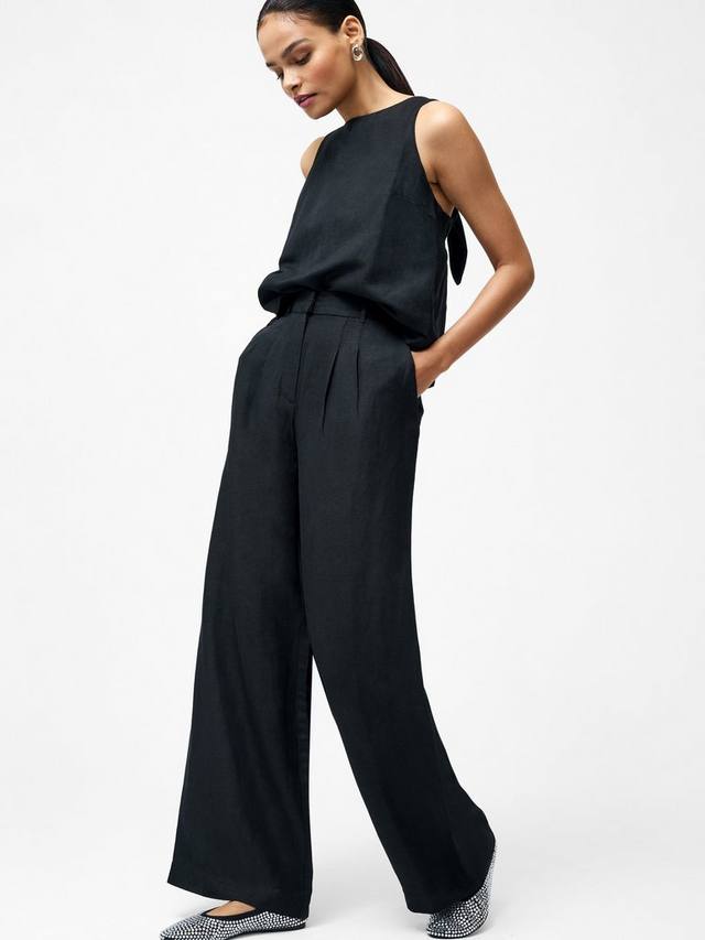 

Широкие брюки Birdie из льняной смеси French Connection, Black