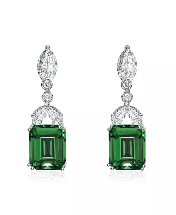 

Серьги-Фонарики из стерлингового серебра с покрытием из белого золота и кубическими цирконами Genevive, green