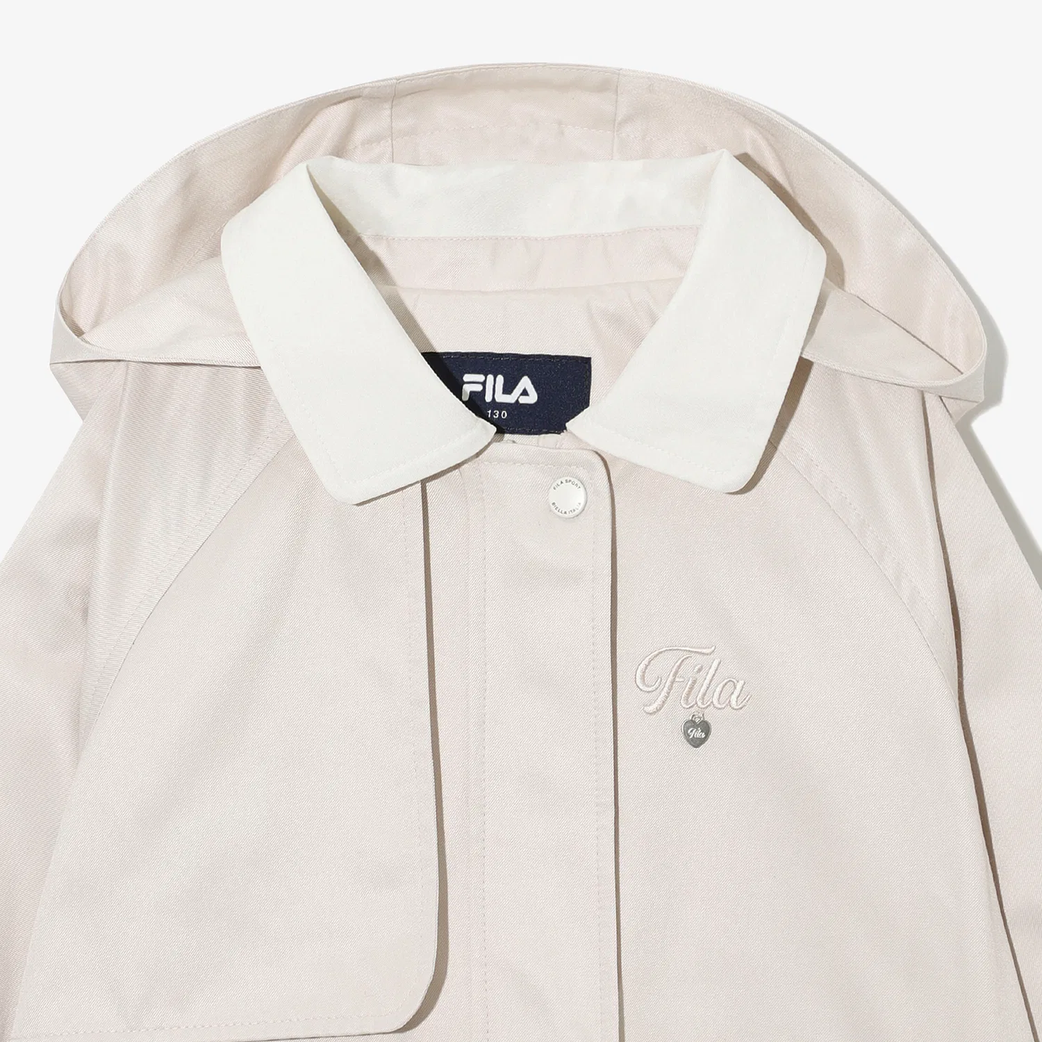 Детский расклешённый тренч бежевого цвета от Fila Kids — фото 4