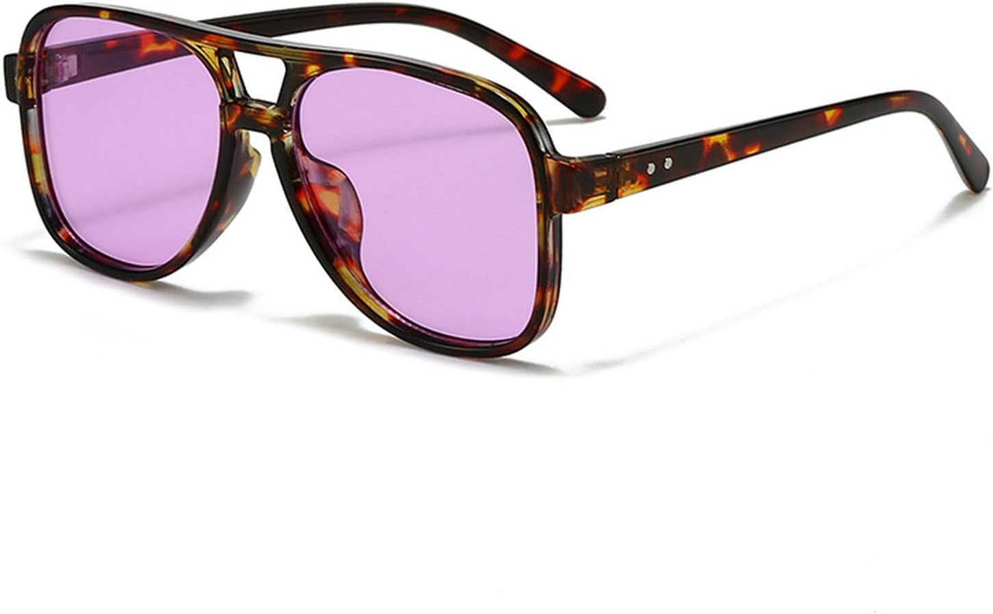 

Винтажные солнцезащитные очки-пилот с двойной перемычкой для женщин и мужчин, большие синие солнцезащитные очки в крупной оправе, защита от ультрафиолета UV400 mincl, Leopard Purple