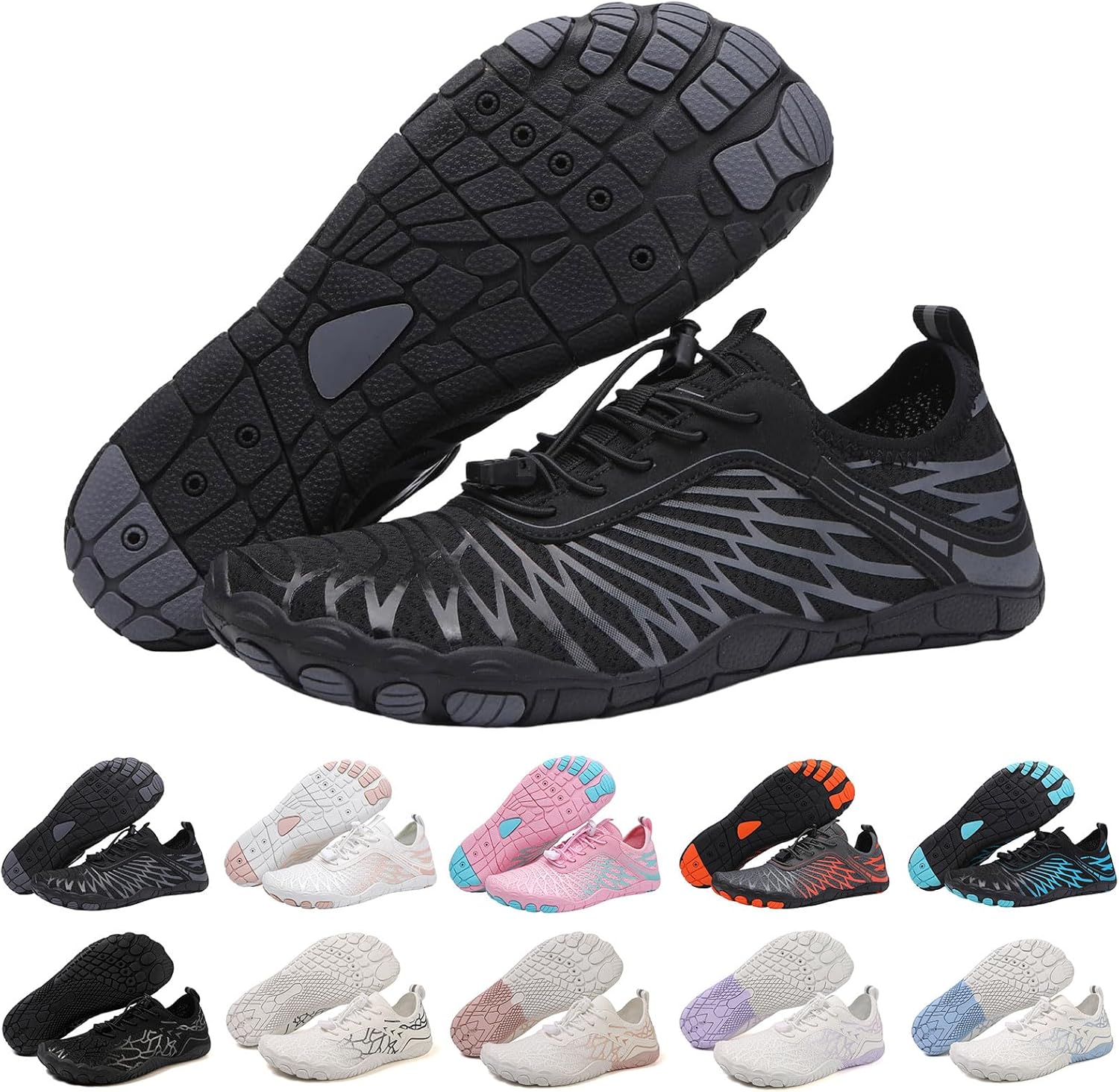 

Дышащие кроссовки для женщин и мужчин, водонепроницаемые водные туфли, легкая быстросохнущая минималистичная обувь, кроссовки для трейлраннинга с нулевым перепадом, нескользящей подошвой и широкой передней частью Lghlmcl, черный