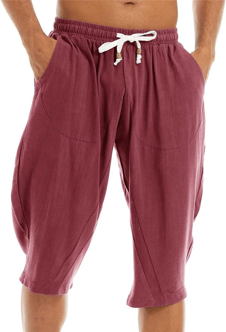 

Wjnvfioo Casual Linen Capri Long Shorts Loose Fit