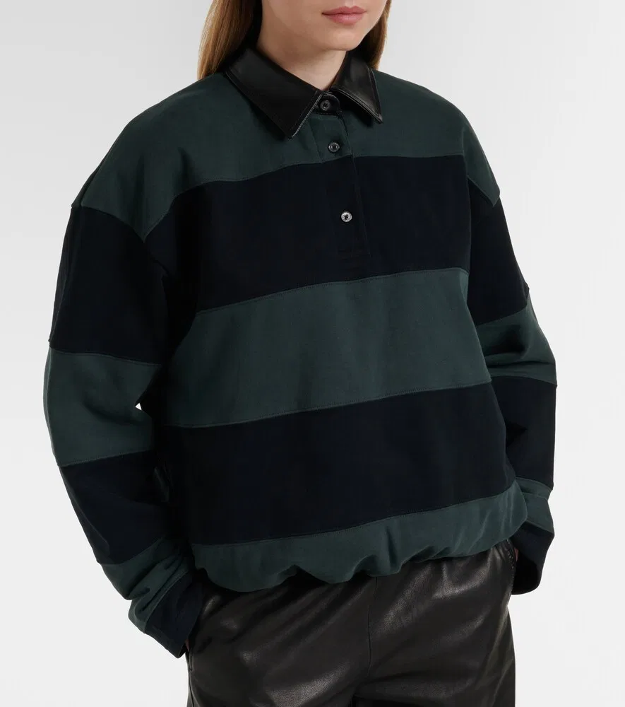 Полосатый хлопковый свитер Acne Studios, зеленый — фото 3