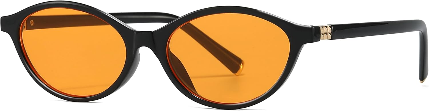 

Ретро овальные солнцезащитные очки для женщин и мужчин, модные маленькие круглые солнцезащитные очки в стиле 90-х, овальная форма, винтажные очки SevenColor, Black/Orange Red