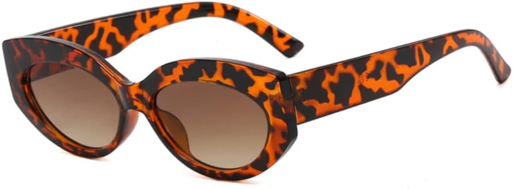 

Модные солнцезащитные очки «кошачий глаз» конфетных цветов для мужчин и женщин, винтажные овальные очки для вождения и путешествий, защита от УФ-излучения UV400 VVTWSSW, Leopard Tea