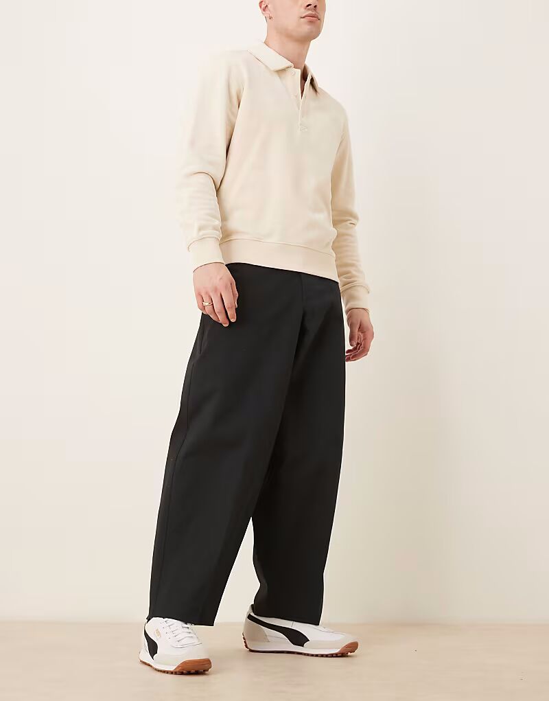 

ASOS DESIGN элегантные очень широкие зауженные брюки черного цвета